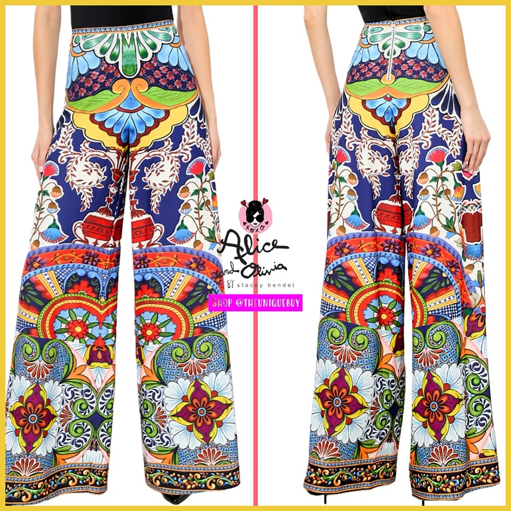 Alice + Olivia Athena Floral Multi Wide Leg Pant